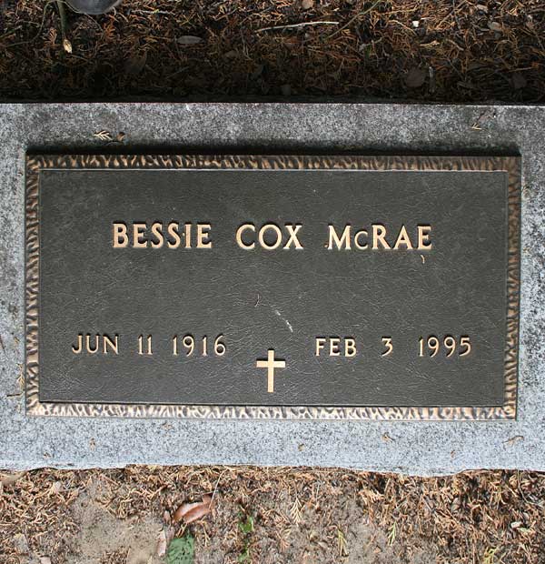 Bessie Cox McRae Gravestone Photo