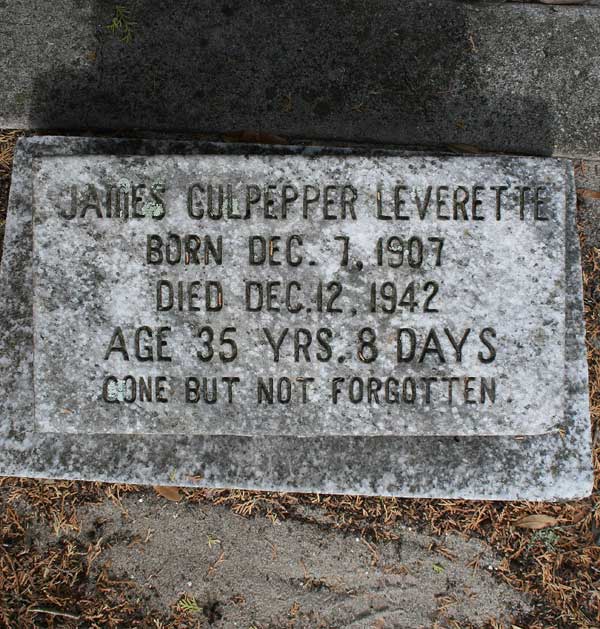 James Culpepper Leverette Gravestone Photo