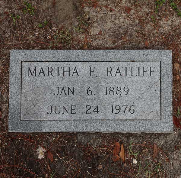 Martha F. Ratliff Gravestone Photo