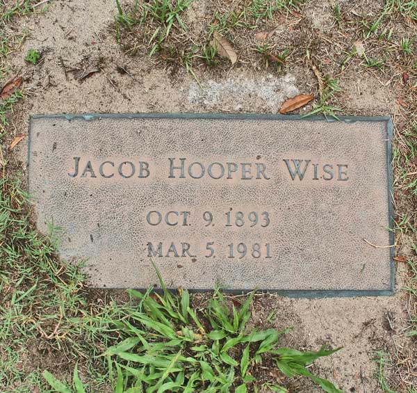 Jacob Hooper Wise Gravestone Photo