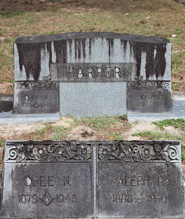 Osee N. & Aleph P. Harper Gravestone Photo