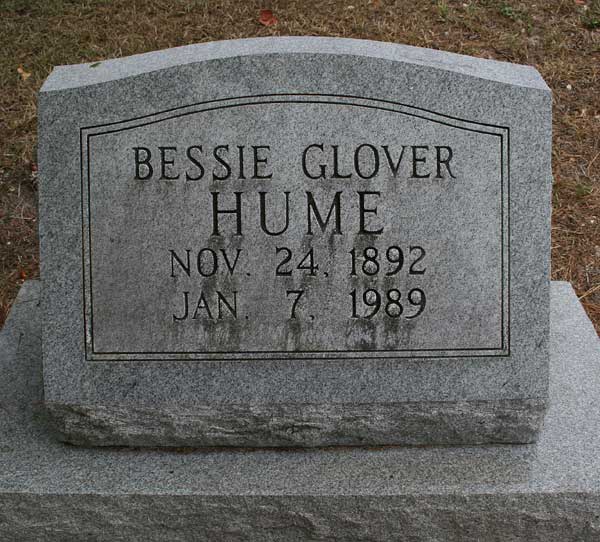 Bessie Glover Hume Gravestone Photo