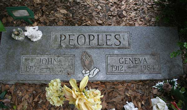 John & Geneva Peoples Gravestone Photo