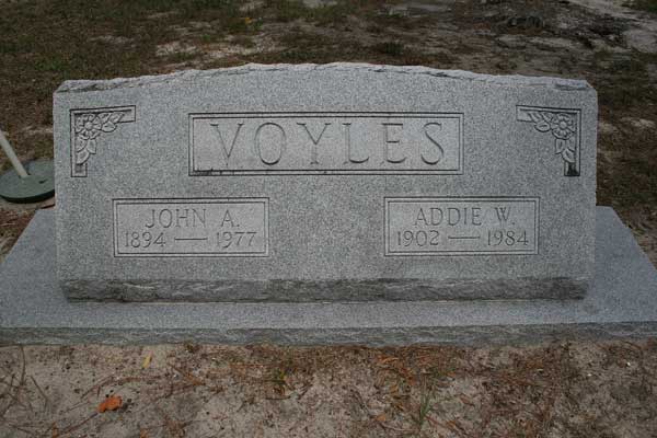 John A. & Addie W. Voyles Gravestone Photo