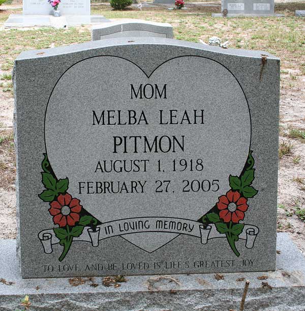 Melba Leah Pitmon Gravestone Photo