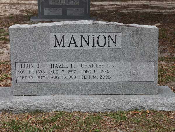 Leon J. & Hazel P. & Charles L. Manion Gravestone Photo