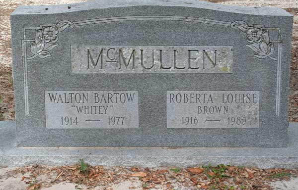 Walton Bartow & Roberta Louise Brown McMullen Gravestone Photo