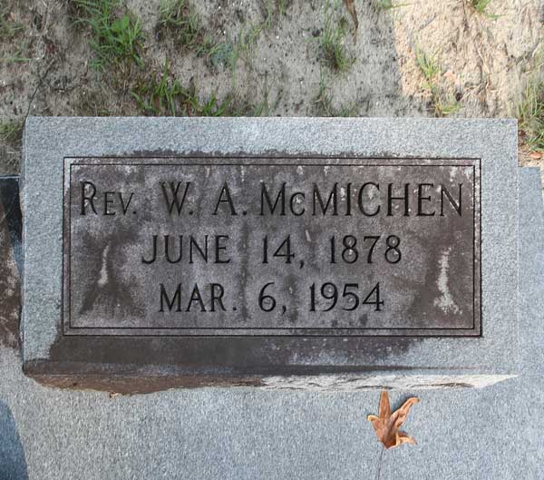 Rev. W.A. McMichen Gravestone Photo