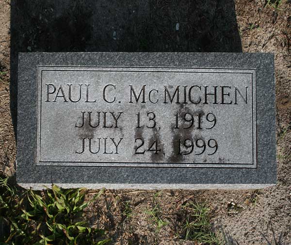 Paul C. McMichen Gravestone Photo