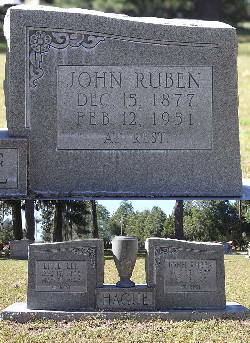 John Ruben Hague Gravestone Photo