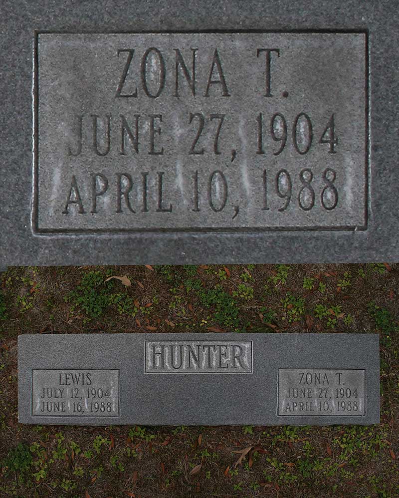 Zona T. Hunter Gravestone Photo