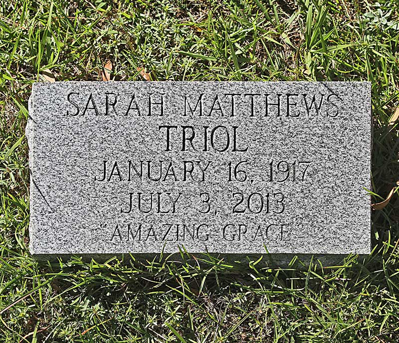 Sarah Matthews Triol Gravestone Photo