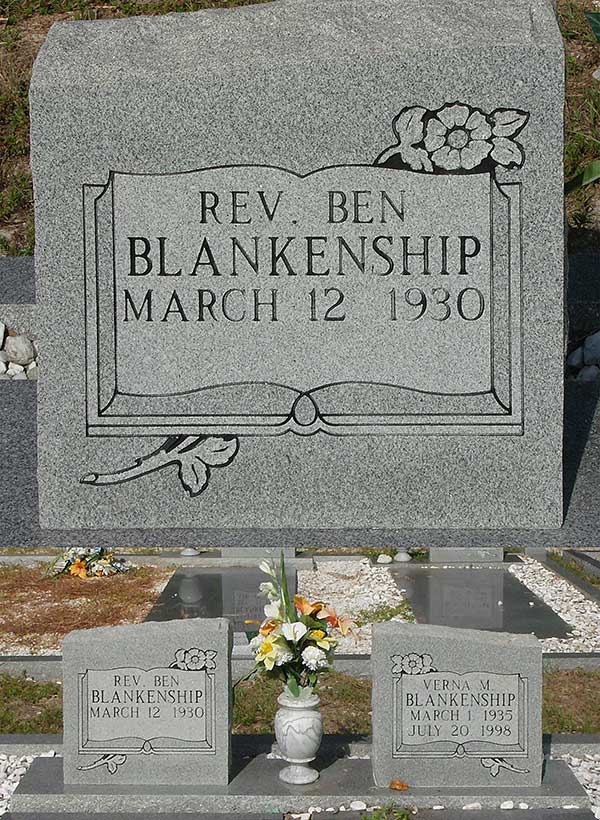 Rev. Ben Blankenship Gravestone Photo