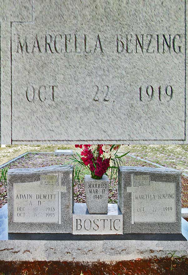 Marcella Benzing Bostic Gravestone Photo