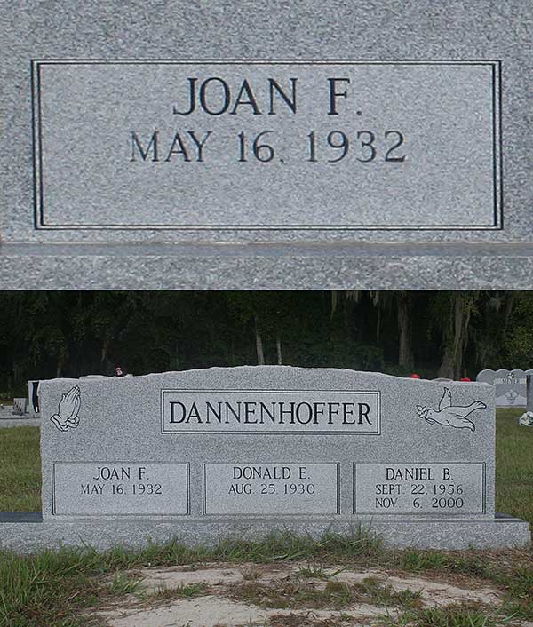 Joan F. Dannenhoffer Gravestone Photo