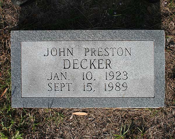 John Preston Decker Gravestone Photo