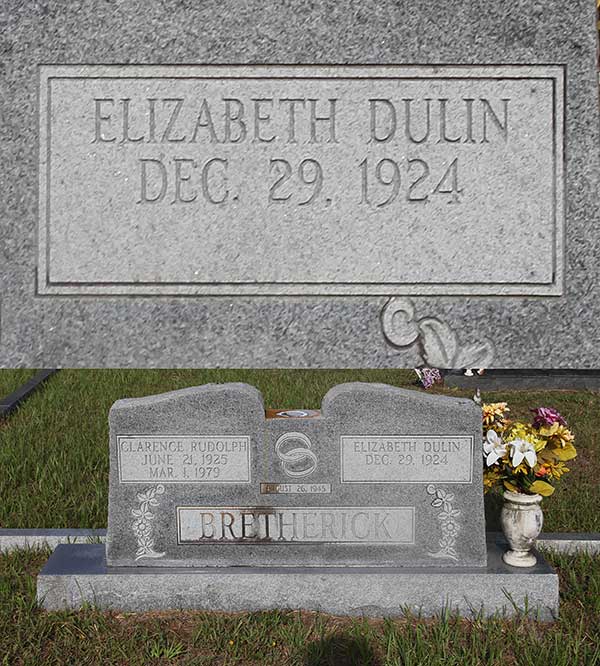 Elizabeth Dulin Bretherick Gravestone Photo