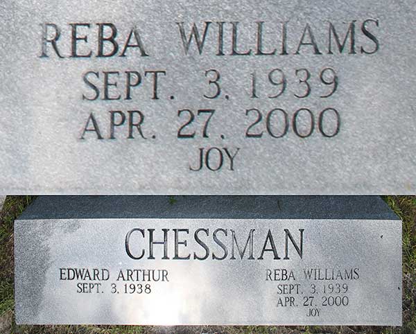 Reba Williams Chessman Gravestone Photo