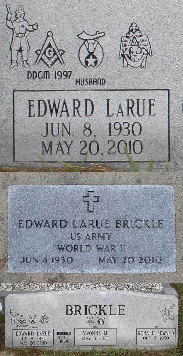 Edward Larue Brickle Gravestone Photo