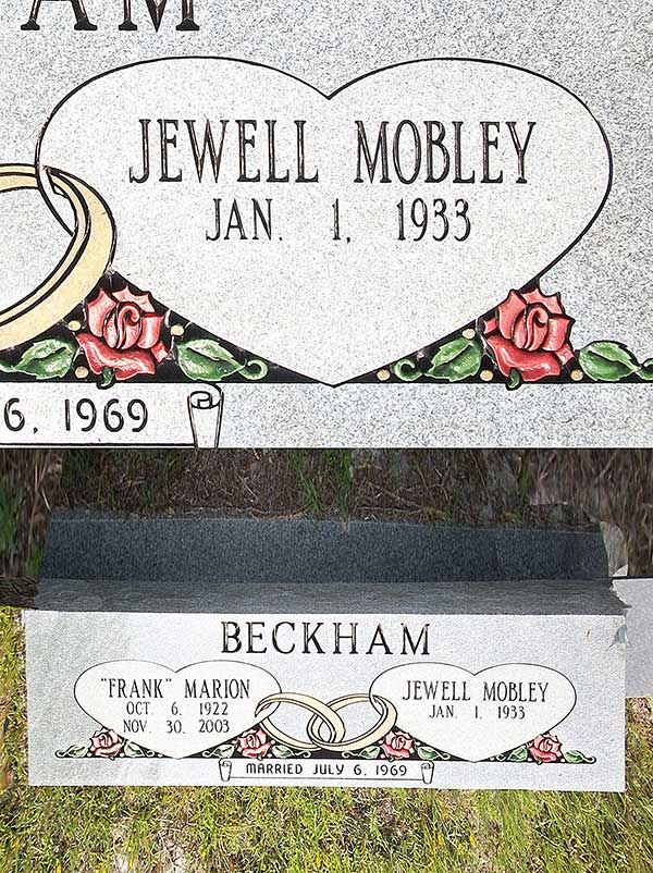 Jewell Mobley Beckham Gravestone Photo