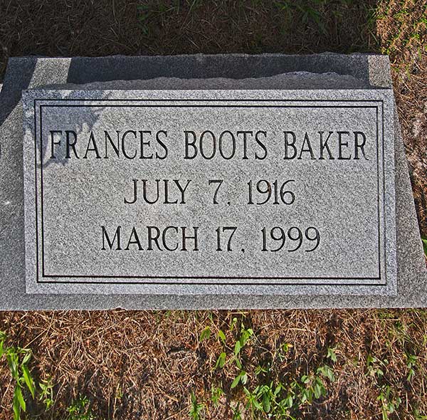 Frances Boots Baker Gravestone Photo