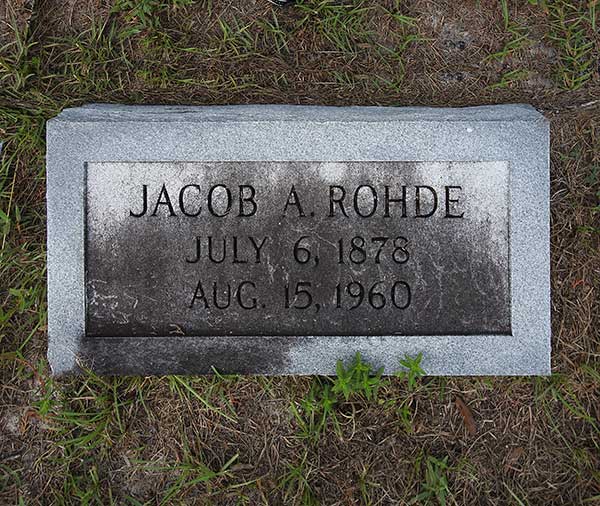 Jacob A. Rohde Gravestone Photo