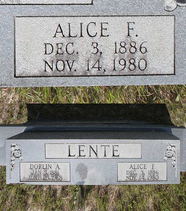 Alice F. Lente Gravestone Photo