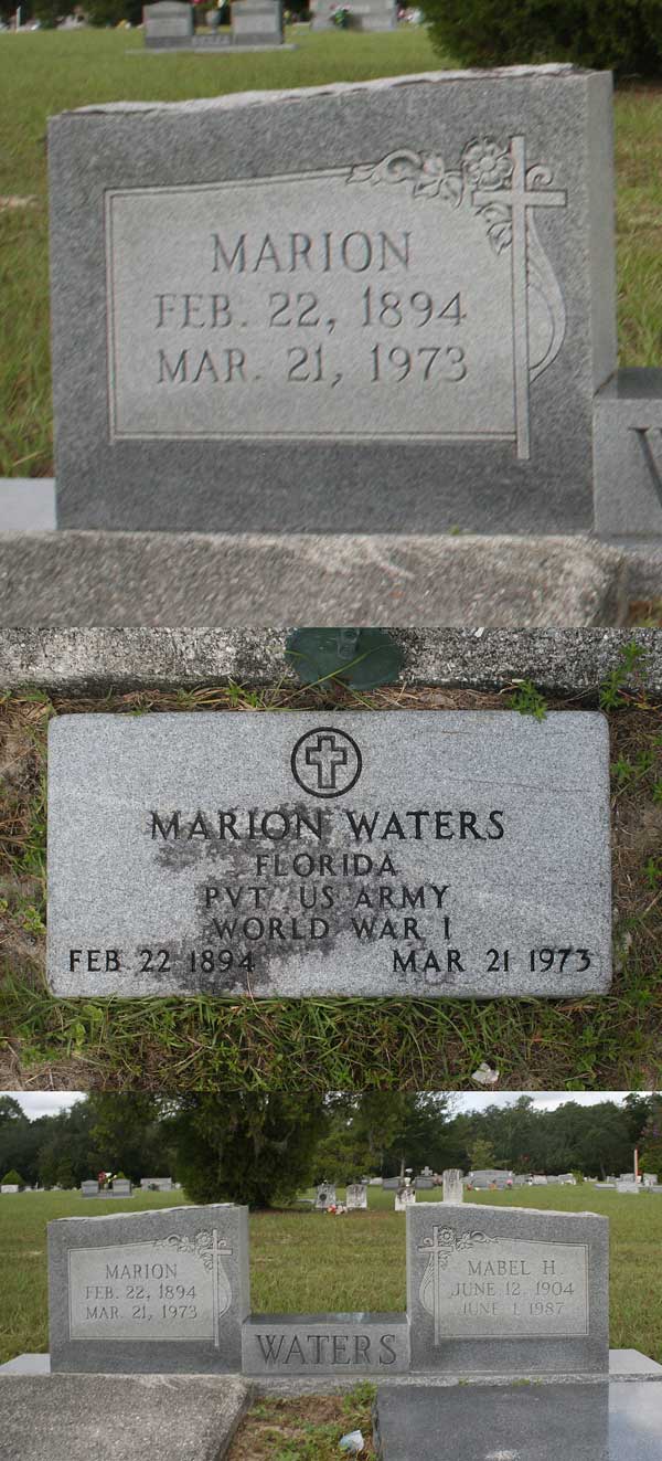 Marion Waters Gravestone Photo