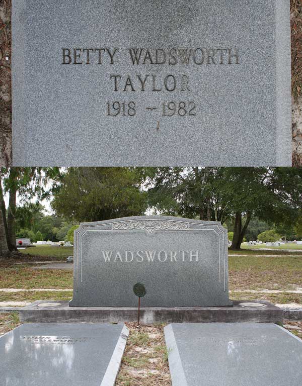 Betty Wadsworth Taylor Gravestone Photo