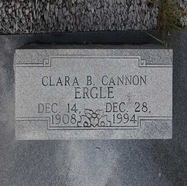 Clara B. Cannon Ergle Gravestone Photo