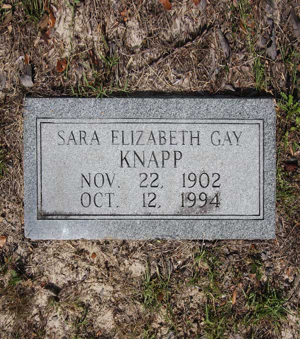 Sara Elizabeth Gay Knapp Gravestone Photo