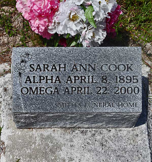 Sarah Ann Cook Gravestone Photo