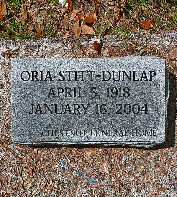Oria Stitt Dunlap Gravestone Photo