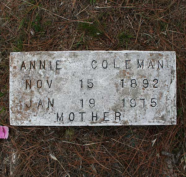 Annie Coleman Gravestone Photo