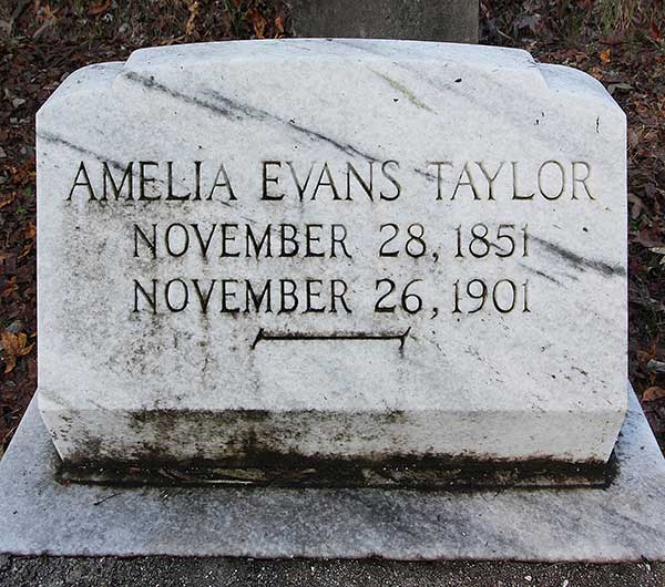Amelia Evans Taylor Gravestone Photo
