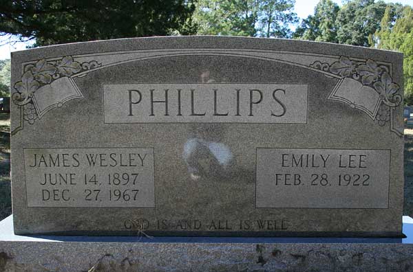 James Wesley & Emily Lee Phillips Gravestone Photo