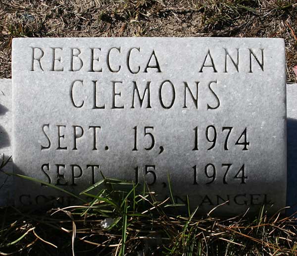 Rebecca Ann Clemons Gravestone Photo