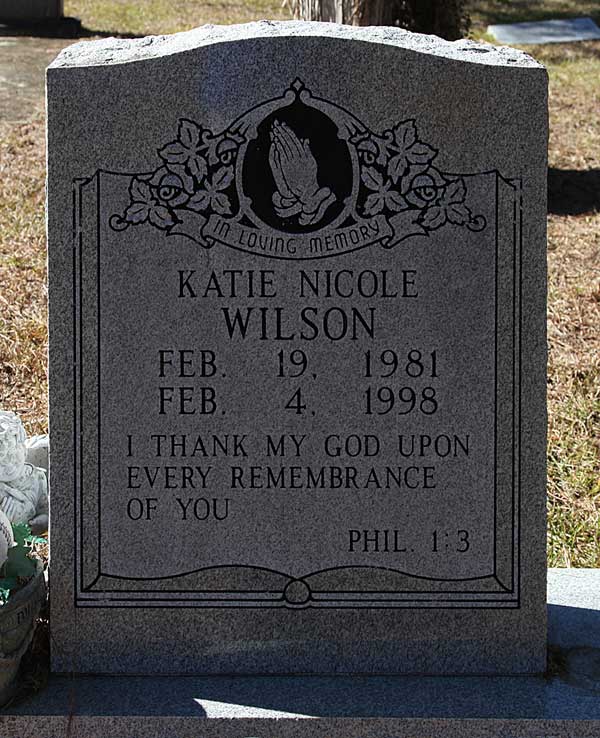 Katie Nicole Wilson Gravestone Photo