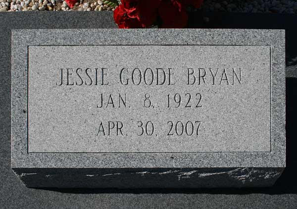 Jessie Goode Bryan Gravestone Photo