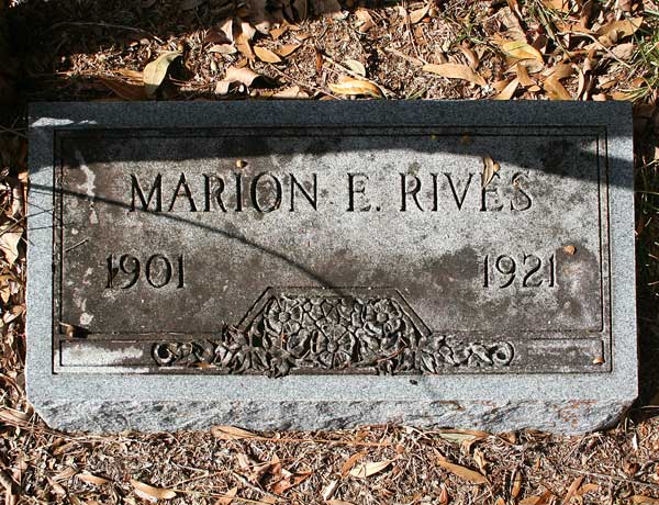 Marion E. Rives Gravestone Photo