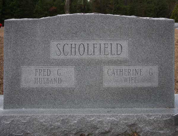 Fred G. & Catherine G. Scholfield Gravestone Photo