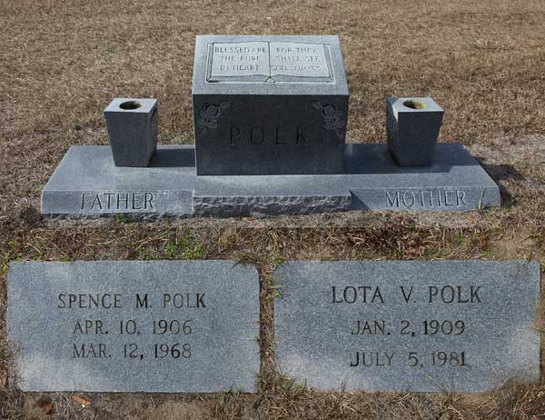 Spence M. & Lota V. Polk Gravestone Photo