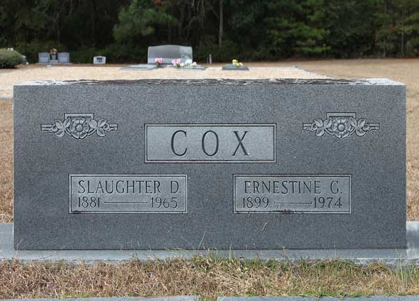 Slaughter D. & Ernestine G. Cox Gravestone Photo