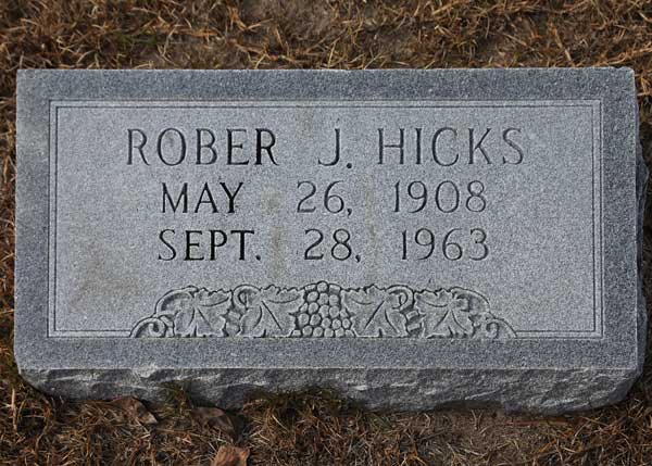Rober J. Hicks Gravestone Photo