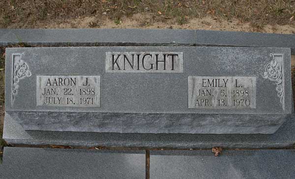 Aaron J. & Emily L. Knight Gravestone Photo