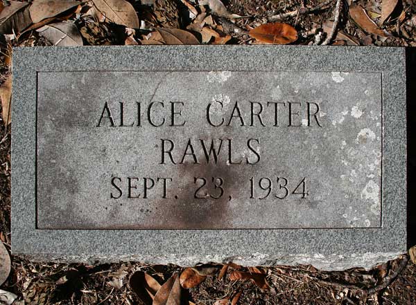 Alice Carter Rawls Gravestone Photo