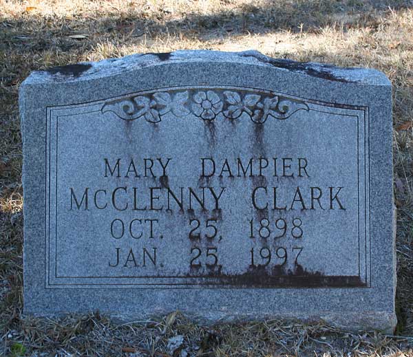 Mary Dampier McClenny Clark Gravestone Photo
