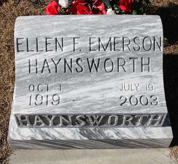 Ellen F. Haynsworth Gravestone Photo