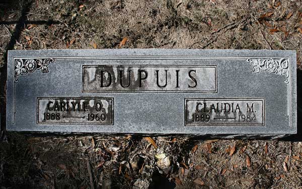 Carlyle O. & Claudia M. DuPuis Gravestone Photo