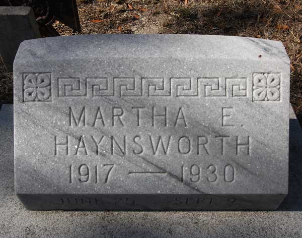 Martha E. Haynsworth Gravestone Photo